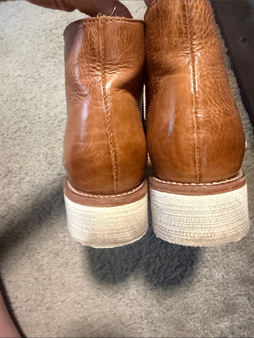 Bed Stu Women's Tan Leather Ankle Booties with Red Lining - Picture 2 of 6